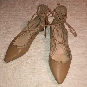 FLASH SALE! ZARA Nude Ankle Wrap Flats Sz 9 🎉🎊
